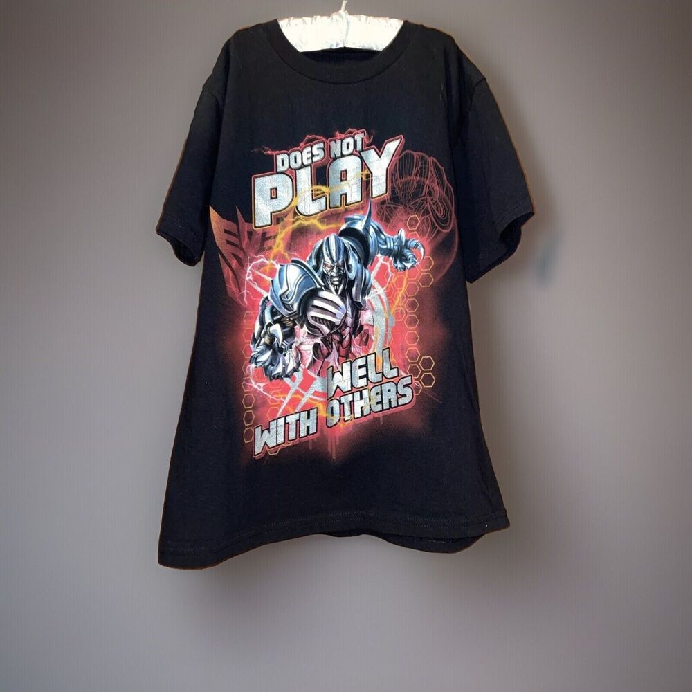 Transformers The Last Knight Youth Boys T-Shirt Size XL 14-16 Black Short Sleeve